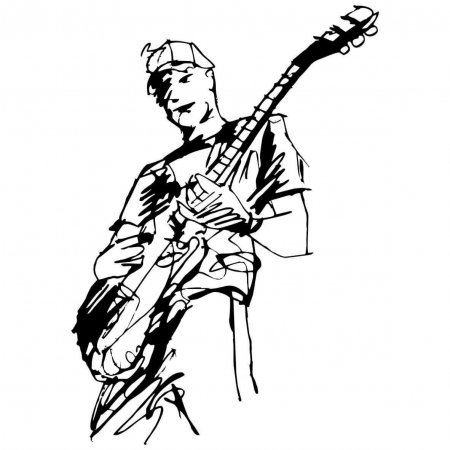 Maglietta Chitarrista Disegno